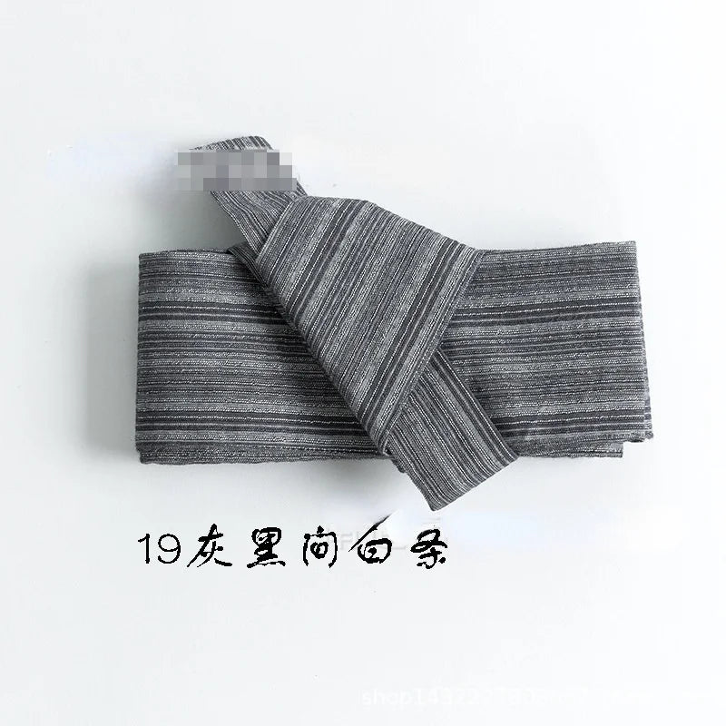 Japanese Mens Kimono Yukata Stiff Kaku Obi Belt Easy Kai No Kuchi Musubi Blue