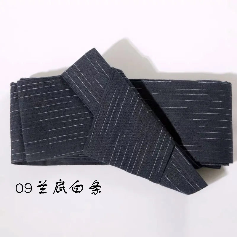 Japanese Mens Kimono Yukata Stiff Kaku Obi Belt Easy Kai No Kuchi Musubi Blue