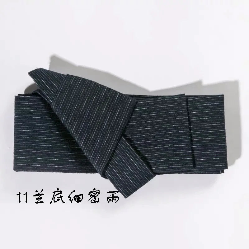 Japanese Mens Kimono Yukata Stiff Kaku Obi Belt Easy Kai No Kuchi Musubi Blue