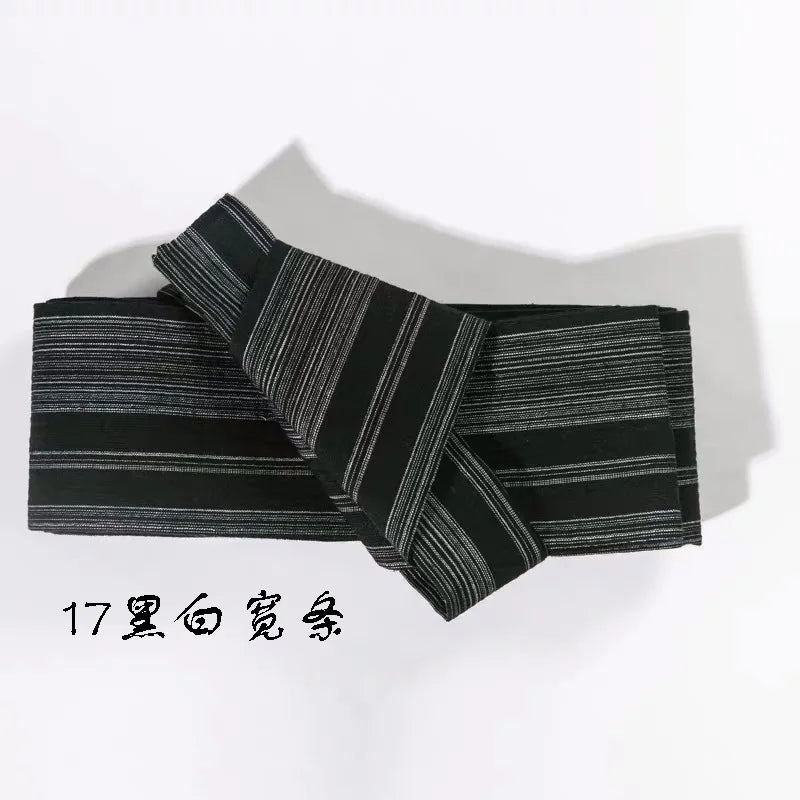 Japanese Mens Kimono Yukata Stiff Kaku Obi Belt Easy Kai No Kuchi Musubi Blue