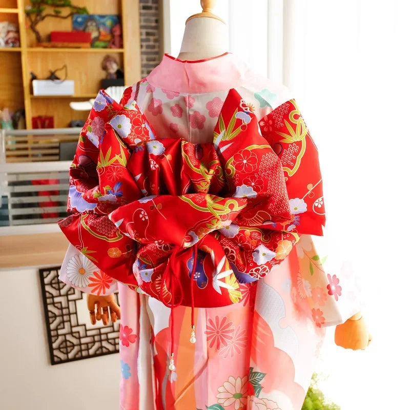 Big Flower Knot Women Japanese Style Kimono Obi Yukata Accessories Creative Big Bow Tie Girdle Cosplay Dress Waistband