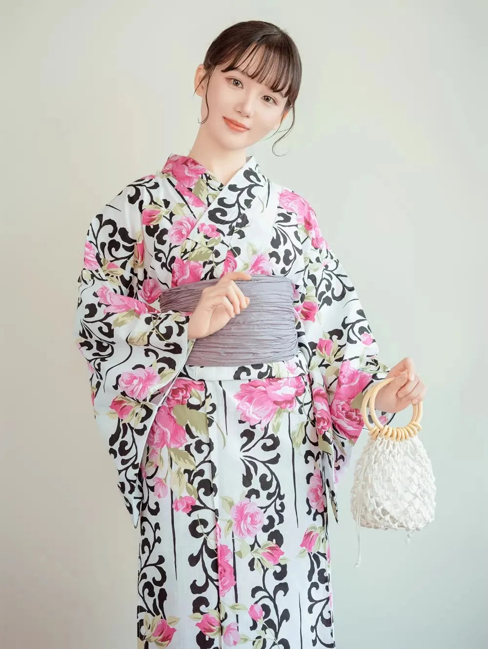Japanese Yukata | Women's Traditional Cotton Kimono | One Size