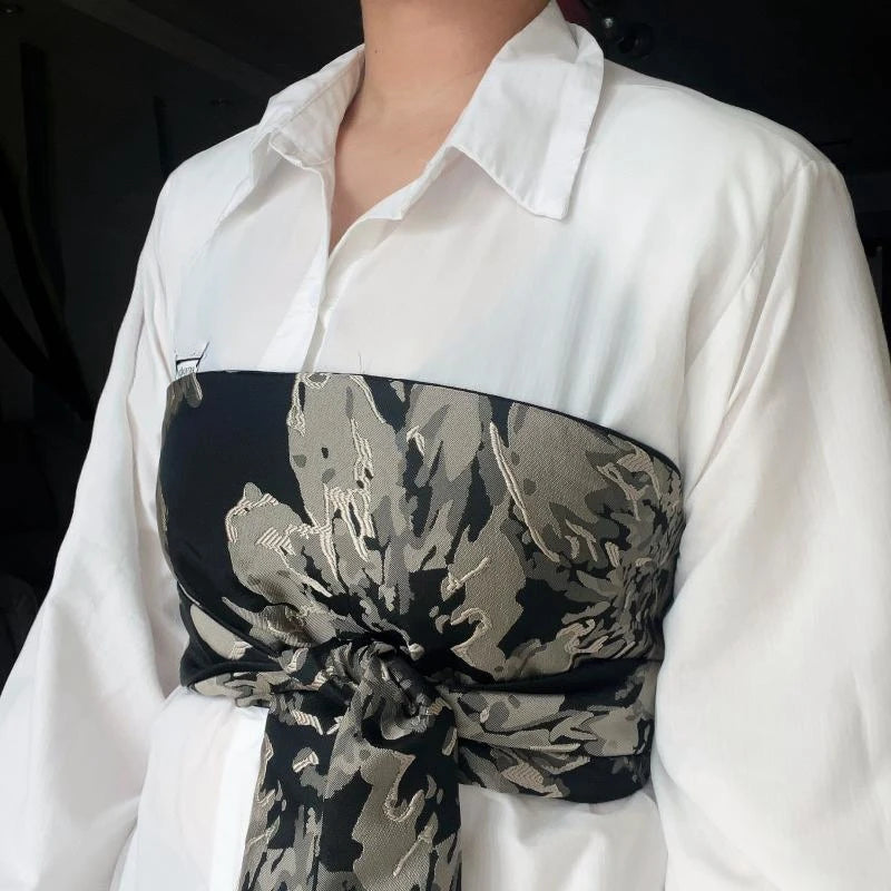 Brocade Jacquard Wide Belt Japanese Kimono Yukata Obi Fabric Waistband Shirt Dress Decor Chic Corselet Chest Wrapped Cummerbund