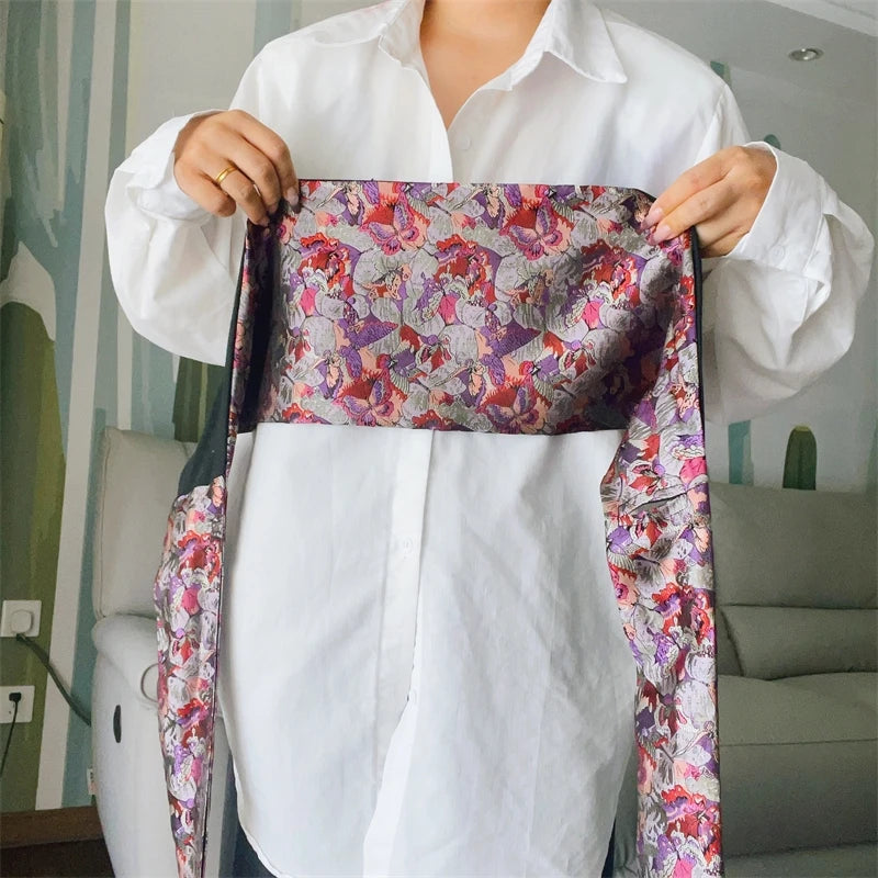 Brocade Jacquard Wide Belt Japanese Kimono Yukata Obi Fabric Waistband Shirt Dress Decor Chic Corselet Chest Wrapped Cummerbund