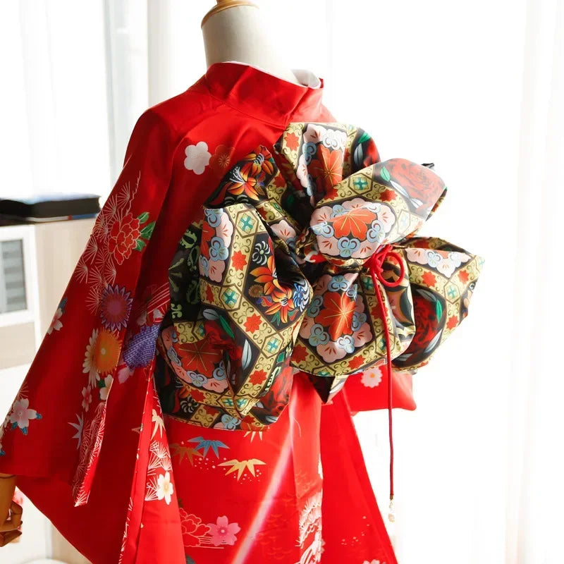 Big Flower Knot Women Japanese Style Kimono Obi Yukata Accessories Creative Big Bow Tie Girdle Cosplay Dress Waistband