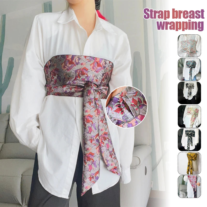 Brocade Jacquard Wide Belt Japanese Kimono Yukata Obi Fabric Waistband Shirt Dress Decor Chic Corselet Chest Wrapped Cummerbund