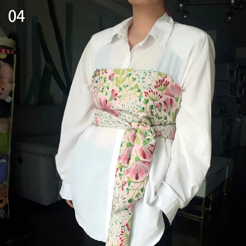 Brocade Jacquard Wide Belt Japanese Kimono Yukata Obi Fabric Waistband Shirt Dress Decor Chic Corselet Chest Wrapped Cummerbund