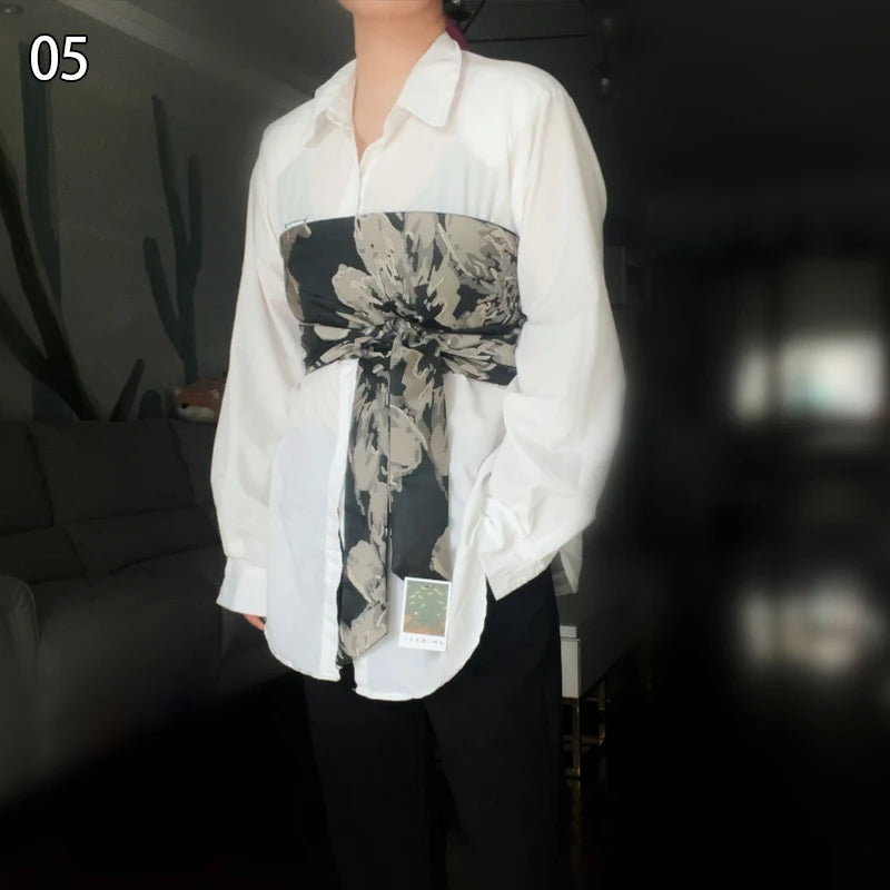 Brocade Jacquard Wide Belt Japanese Kimono Yukata Obi Fabric Waistband Shirt Dress Decor Chic Corselet Chest Wrapped Cummerbund