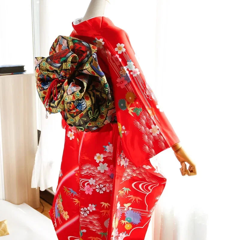 Big Flower Knot Women Japanese Style Kimono Obi Yukata Accessories Creative Big Bow Tie Girdle Cosplay Dress Waistband