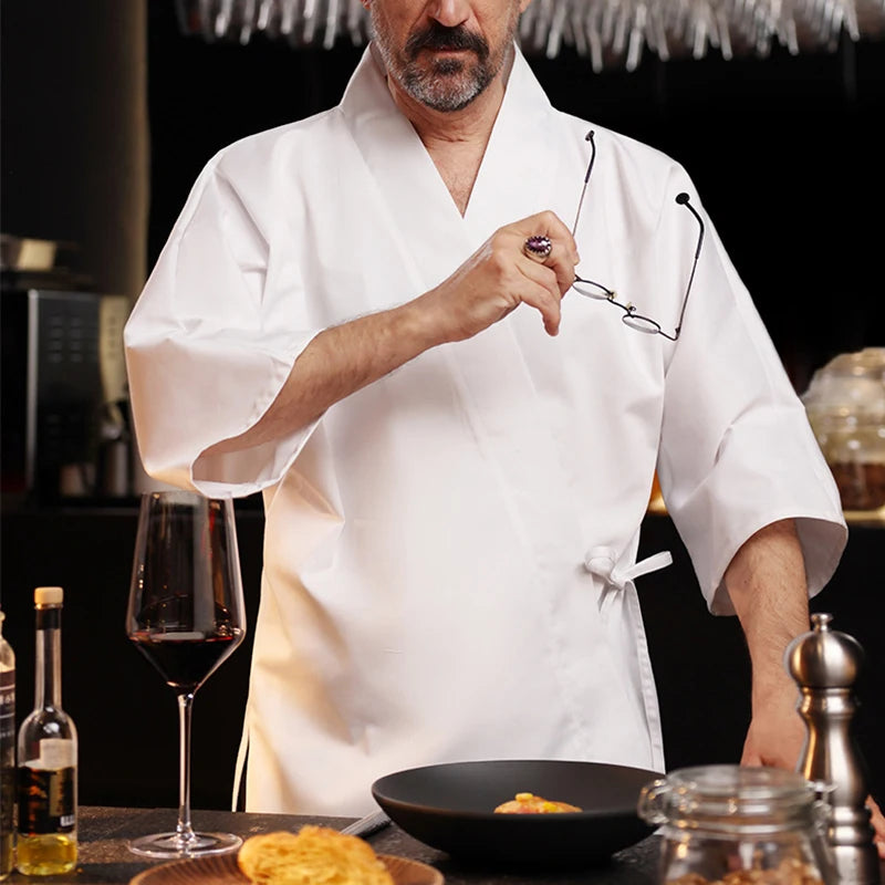 Kimono Chef Jacket | White & Black