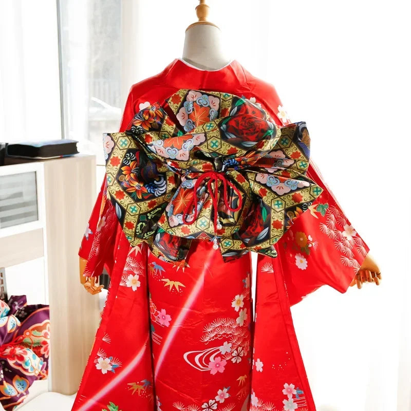 Big Flower Knot Women Japanese Style Kimono Obi Yukata Accessories Creative Big Bow Tie Girdle Cosplay Dress Waistband
