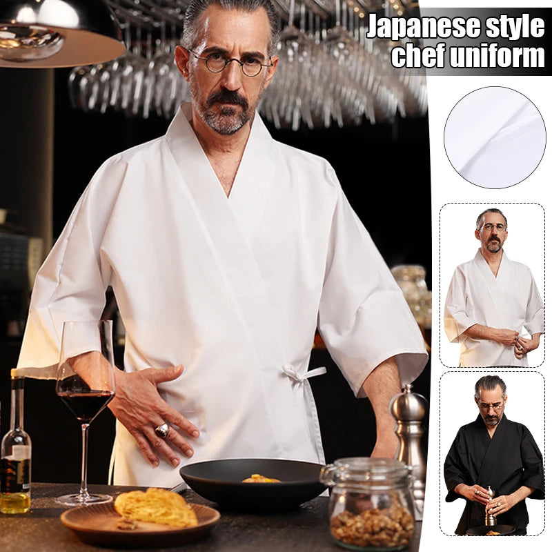 Kimono Chef Jacket | White & Black
