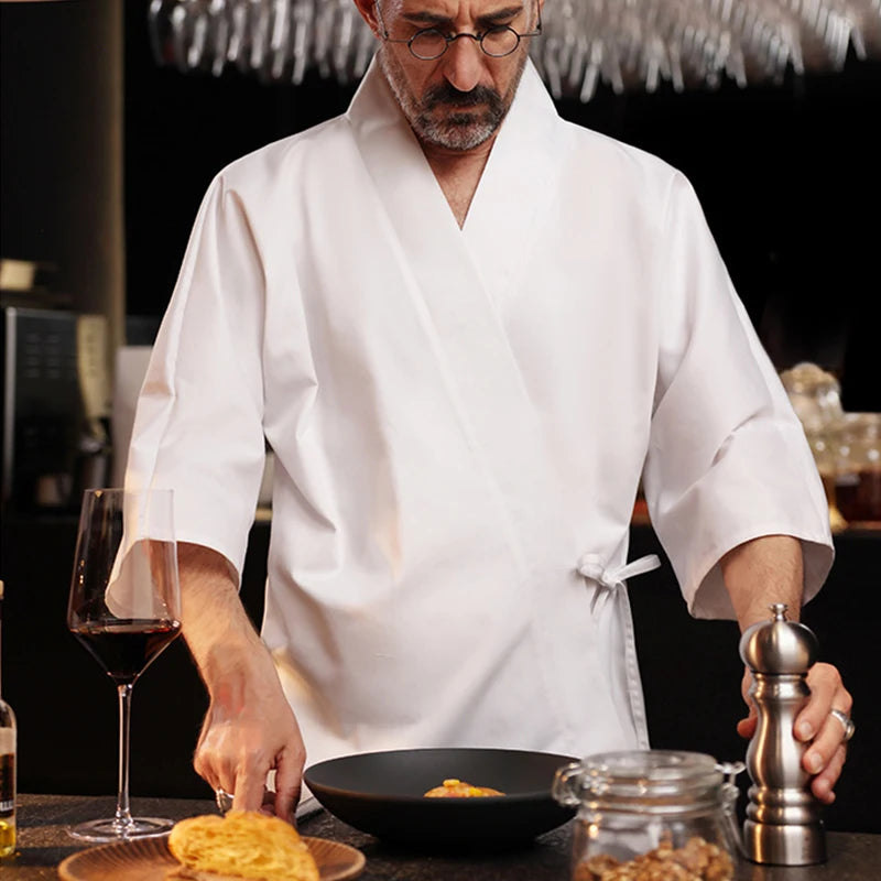 Kimono Chef Jacket | White & Black