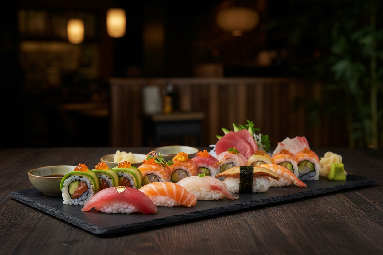 Elegant sushi spread